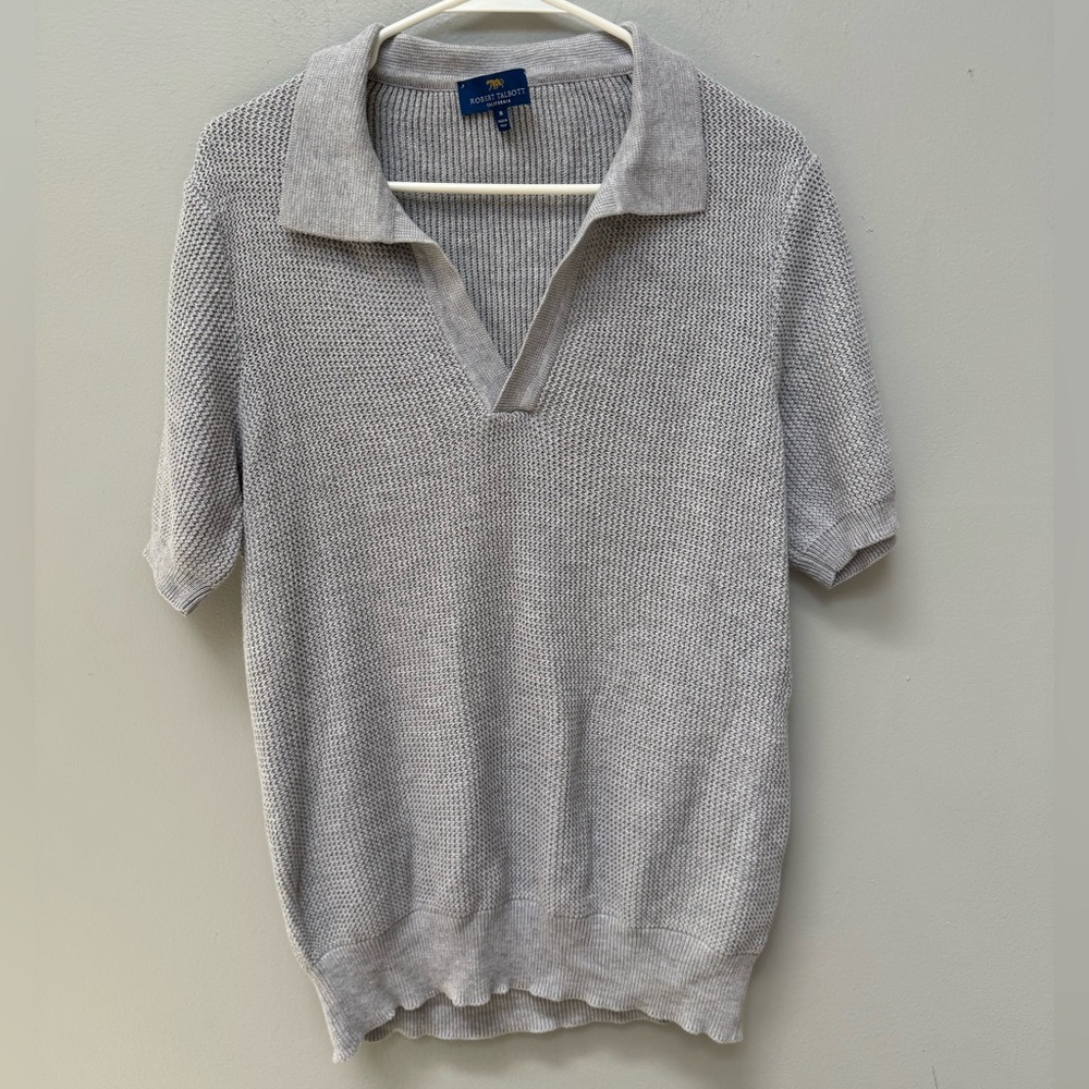 Robert Talbott Textured Gray Polo Shirt in Medium